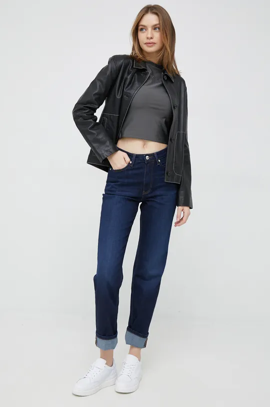 Tričko s dlhým rukávom Calvin Klein Jeans sivá