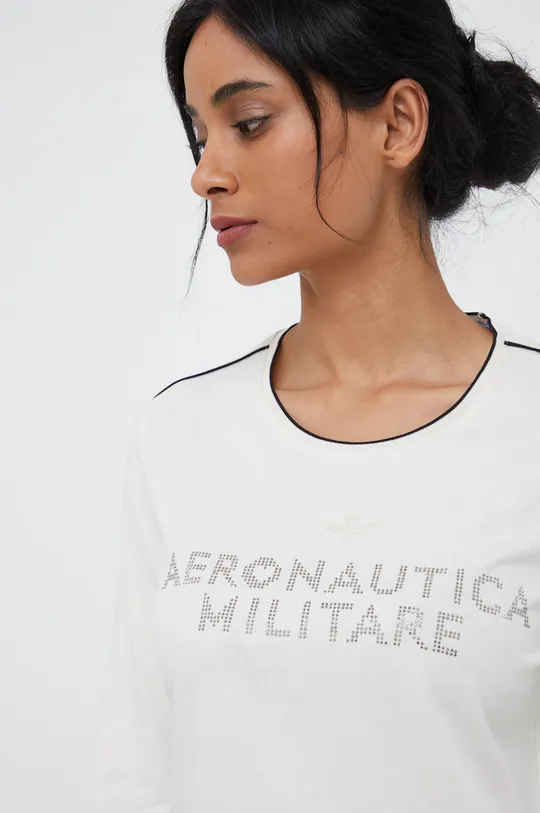 μπεζ Βαμβακερή μπλούζα με μακριά μανίκια Aeronautica Militare