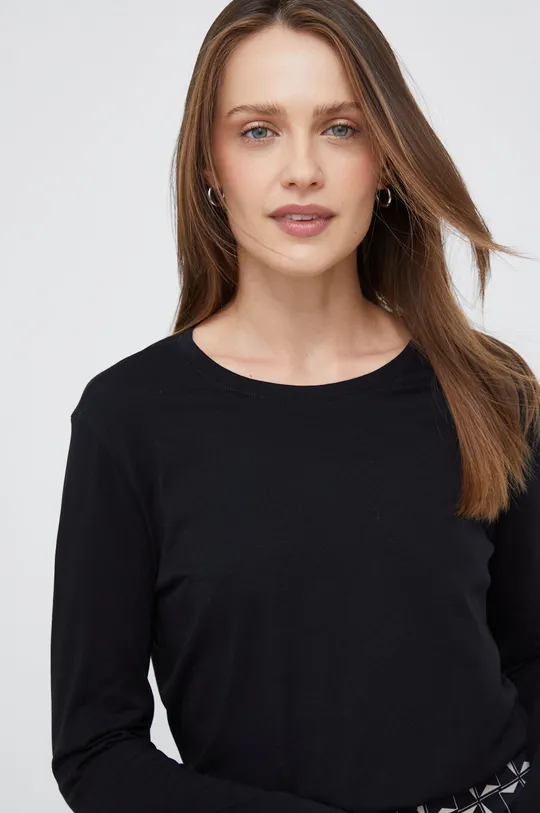 μαύρο Βαμβακερή μπλούζα με μακριά μανίκια Sisley Γυναικεία