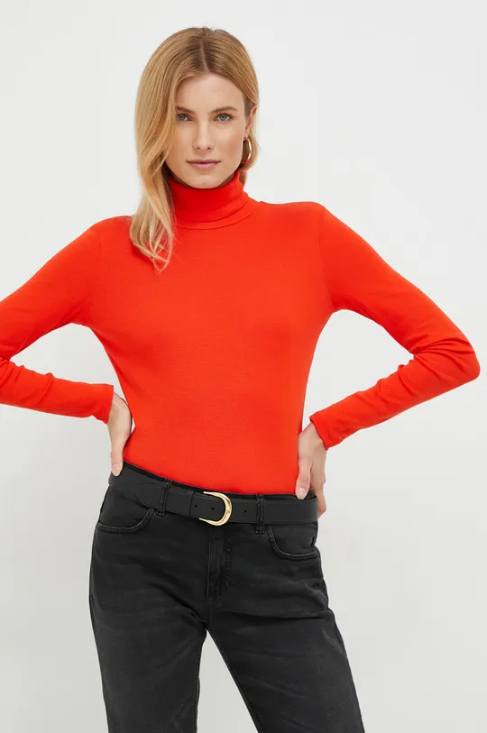 κόκκινο Βαμβακερή μπλούζα με μακριά μανίκια United Colors of Benetton Γυναικεία