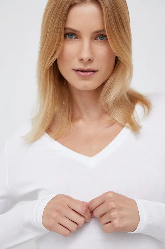 λευκό Βαμβακερή μπλούζα με μακριά μανίκια United Colors of Benetton Γυναικεία