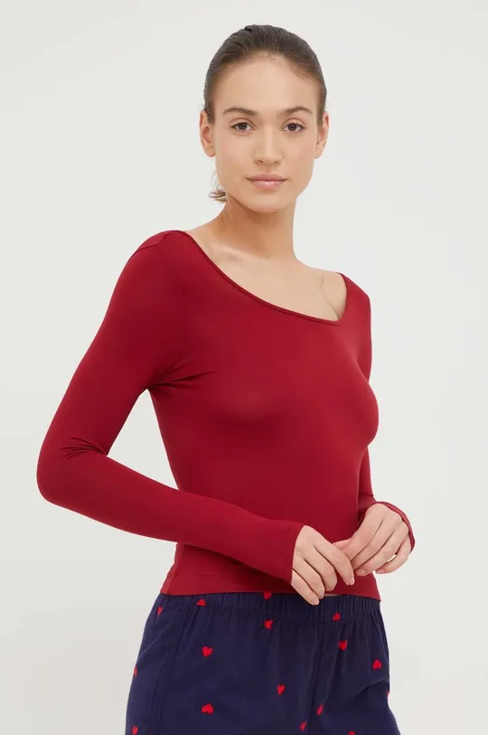 burgundské Tričko s dlhým rukávom Calvin Klein Underwear Dámsky