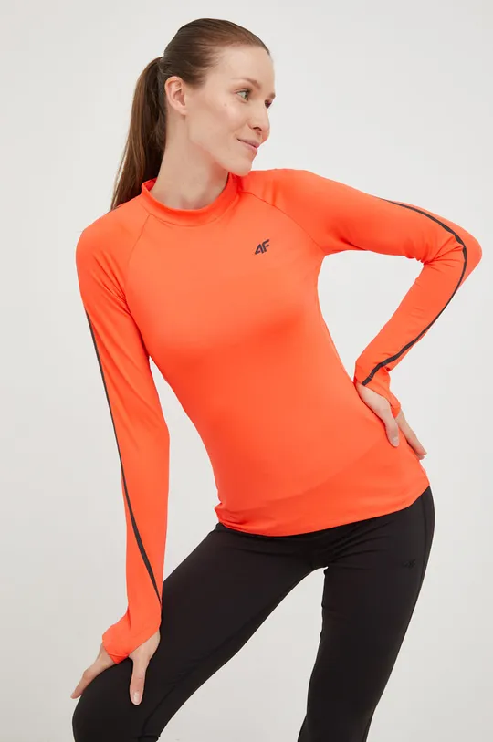 πορτοκαλί Μακρυμάνικο μπλουζάκι για τρέξιμο 4F Γυναικεία