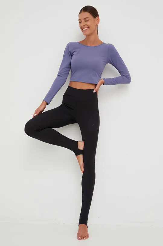 Tričko s dlhým rukávom na jogu 4F fialová