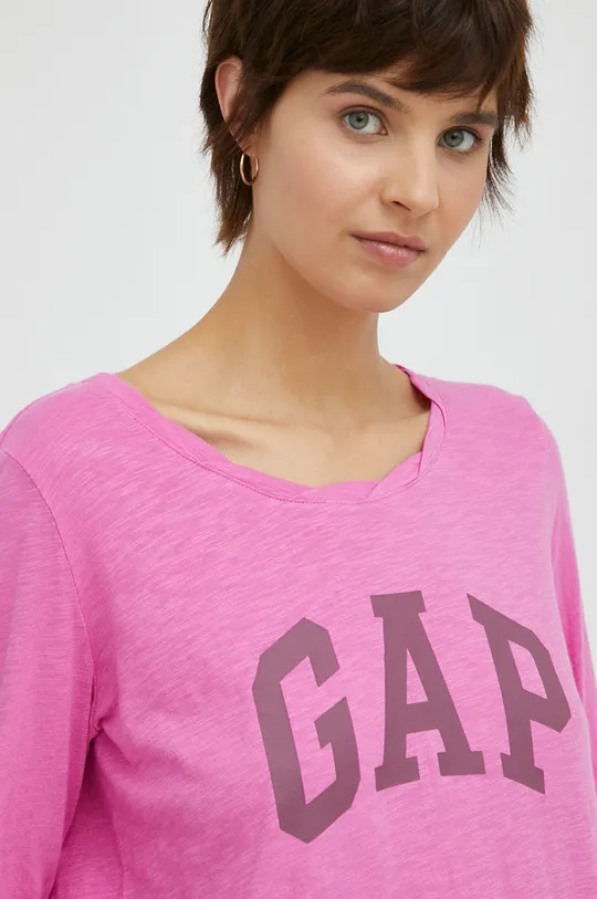ροζ Βαμβακερή μπλούζα με μακριά μανίκια GAP