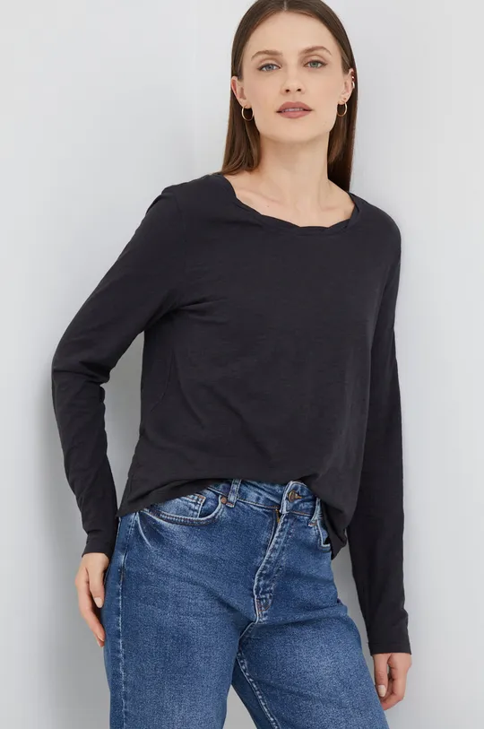 μαύρο Βαμβακερή μπλούζα με μακριά μανίκια GAP Γυναικεία