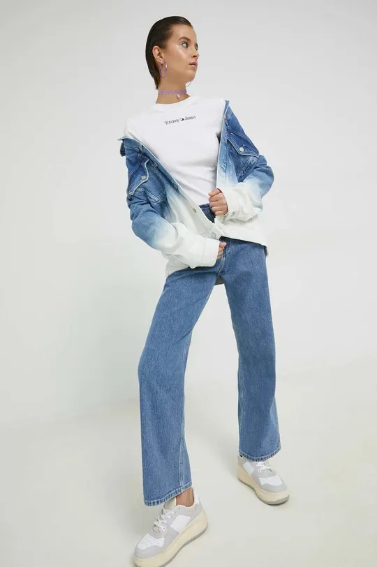 Tommy Jeans longsleeve bawełniany biały