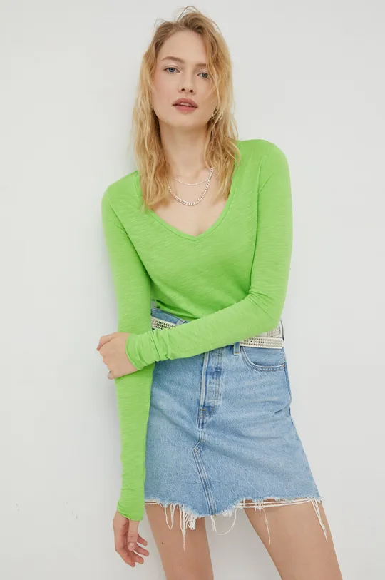 Tričko s dlhým rukávom American Vintage zelená