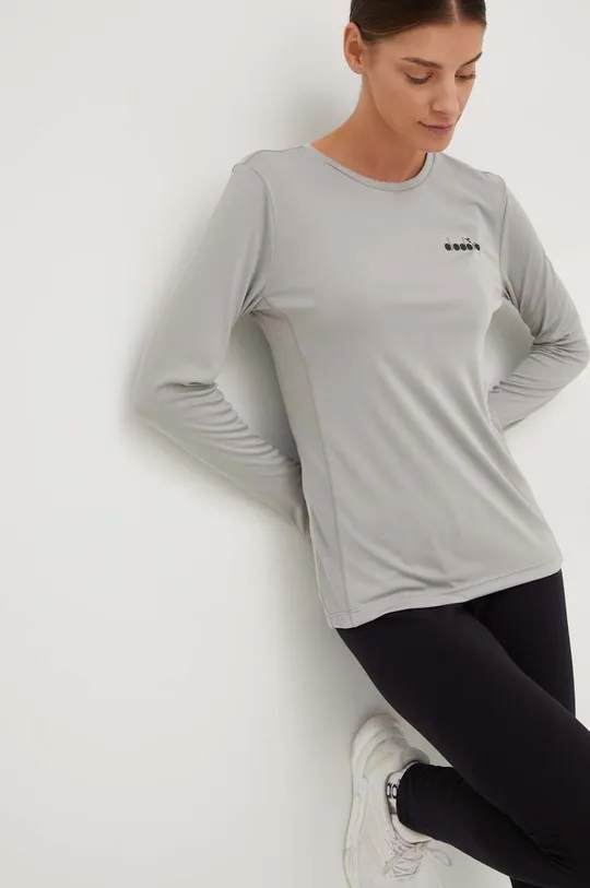 γκρί Μακρυμάνικο μπλουζάκι για τρέξιμο Diadora Core Γυναικεία