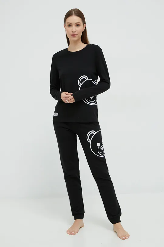 Majica z dolgimi rokavi Moschino Underwear črna