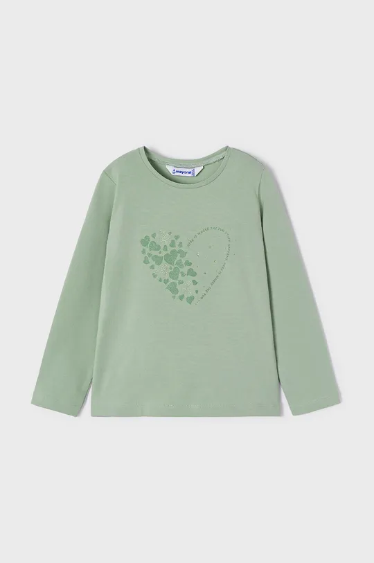 zelená Detská bavlnená košeľa s dlhým rukávom Mayoral Dievčenský