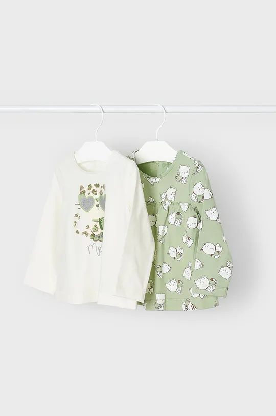 zelená Detská bavlnená košeľa s dlhým rukávom Mayoral (2-pak) Dievčenský