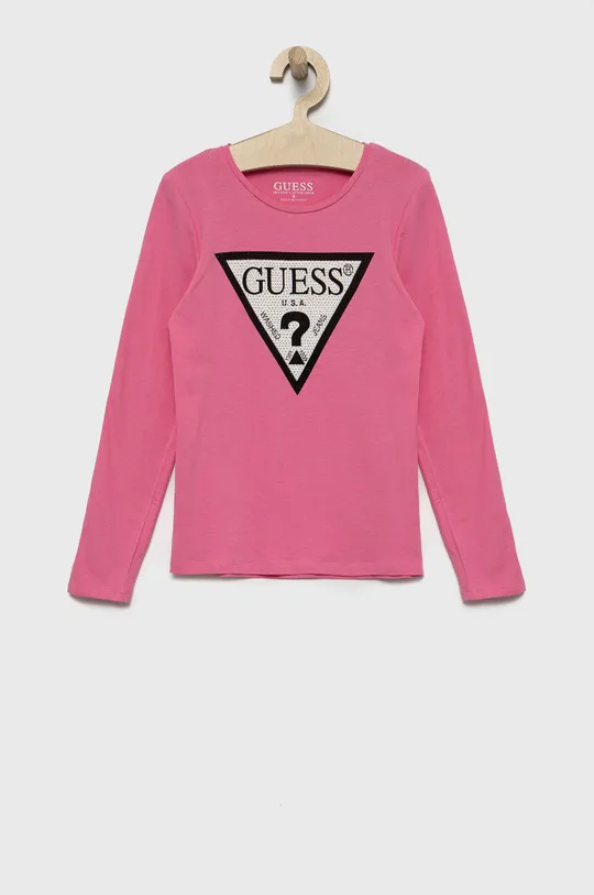 ružová Detské tričko s dlhým rukávom Guess Dievčenský