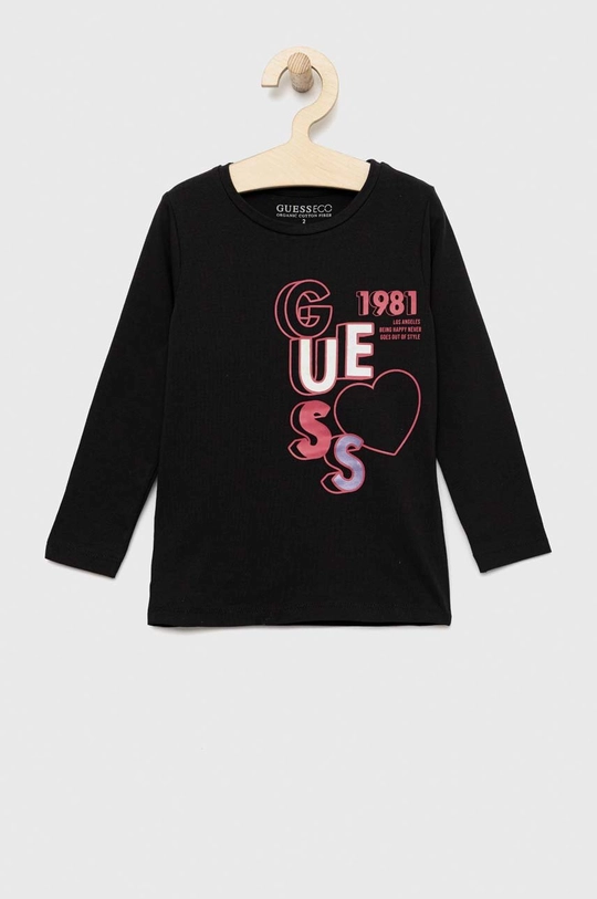 czarny Guess longsleeve dziecięcy Dziewczęcy