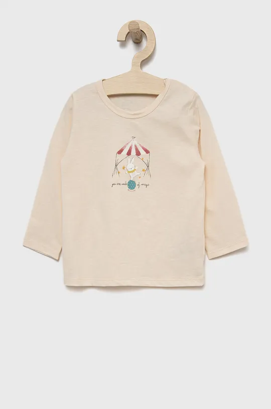 béžová Detská bavlnená košeľa s dlhým rukávom United Colors of Benetton Dievčenský
