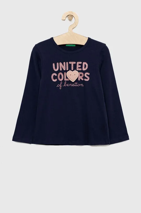 σκούρο μπλε Παιδικό βαμβακερό μακρυμάνικο United Colors of Benetton Για κορίτσια