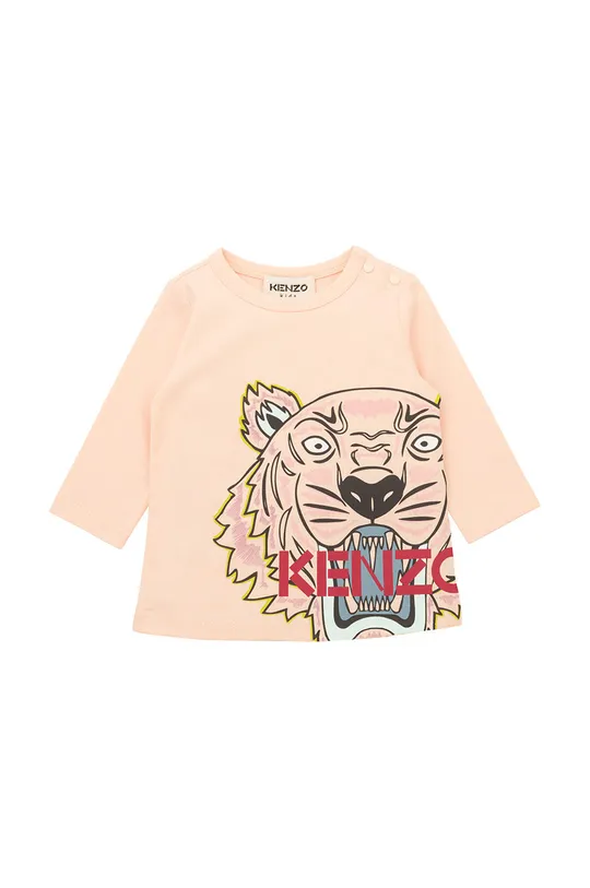 roza Dječja pamučna majica dugih rukava Kenzo Kids Za djevojčice