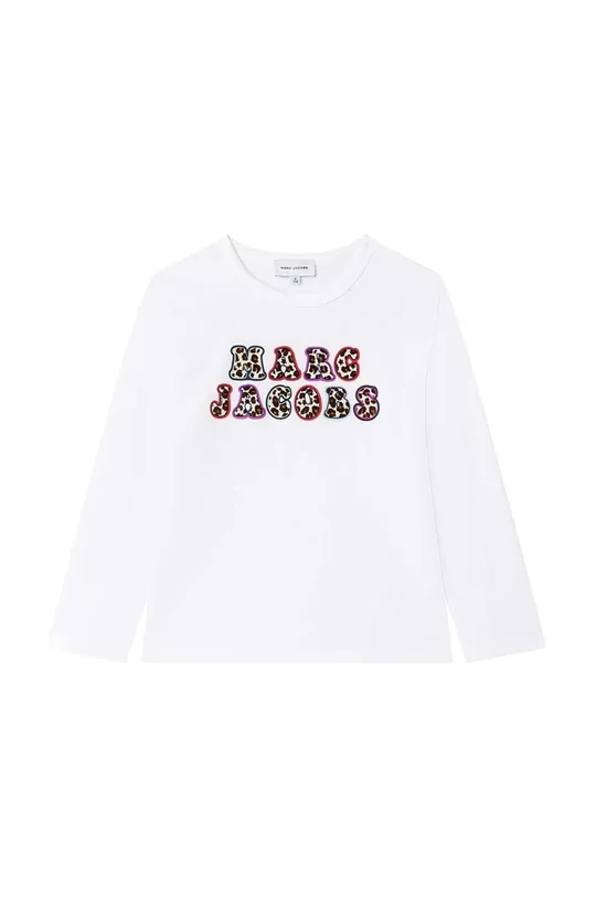 bela Otroška bombažna majica z dolgimi rokavi Marc Jacobs Dekliški
