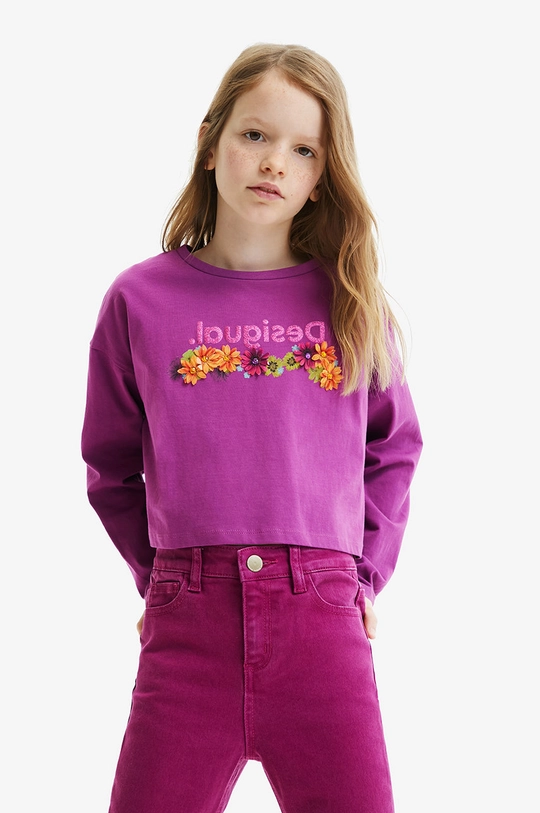 fioletowy Desigual longsleeve bawełniany dziecięcy Dziewczęcy