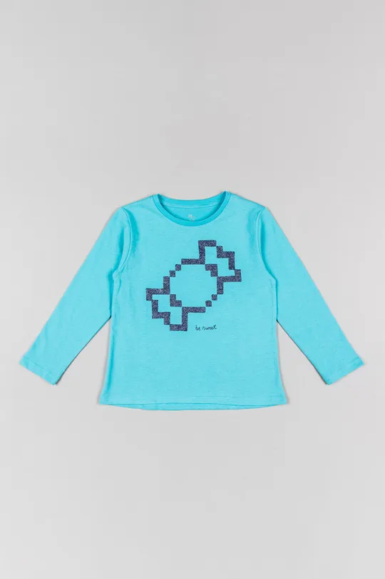 modrá Detská bavlnená košeľa s dlhým rukávom zippy Dievčenský