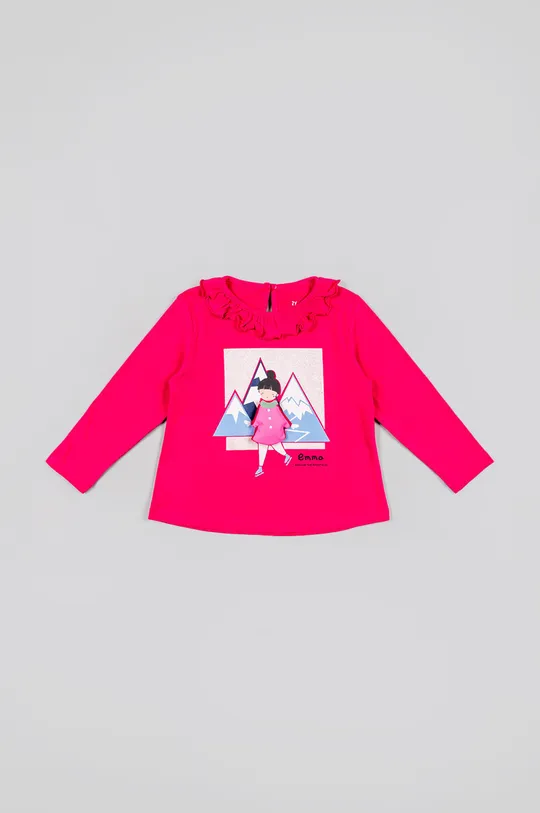 fialová Detská bavlnená košeľa s dlhým rukávom zippy Dievčenský