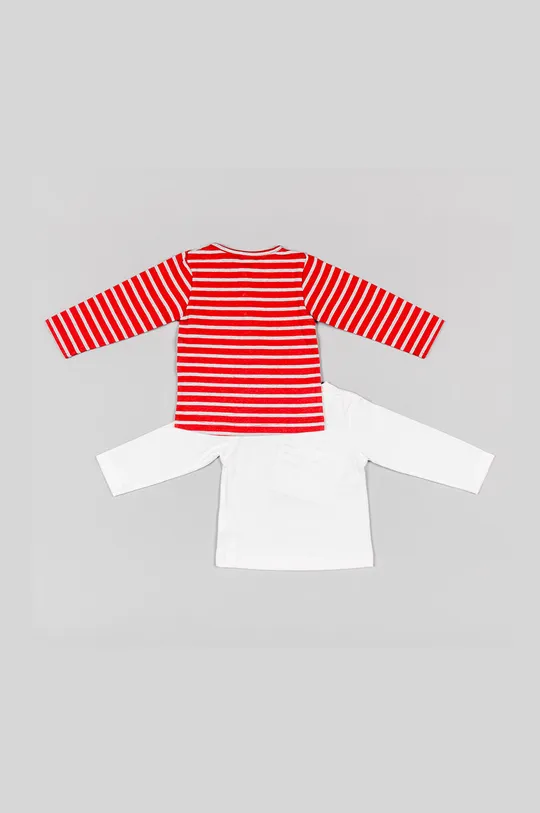 Otroška bombažna majica z dolgimi rokavi zippy 2-pack rdeča