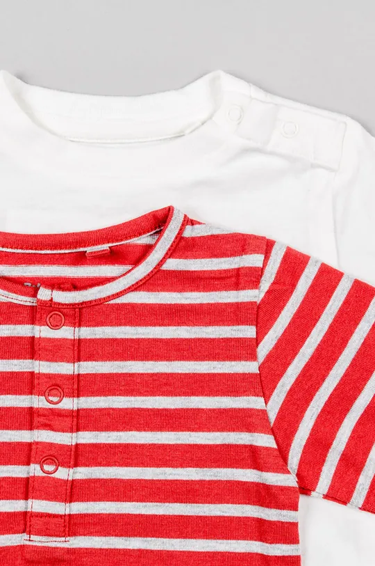 červená Detská bavlnená košeľa s dlhým rukávom zippy 2-pak