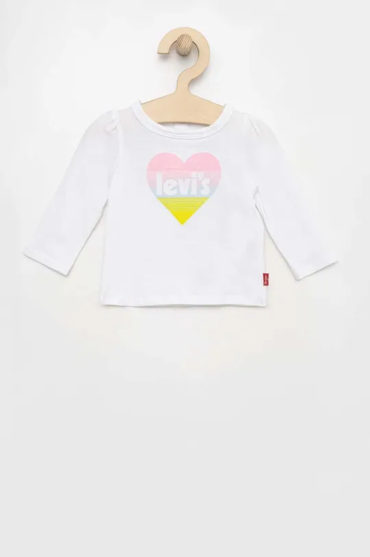 bela Otroška bombažna majica z dolgimi rokavi Levi's Dekliški