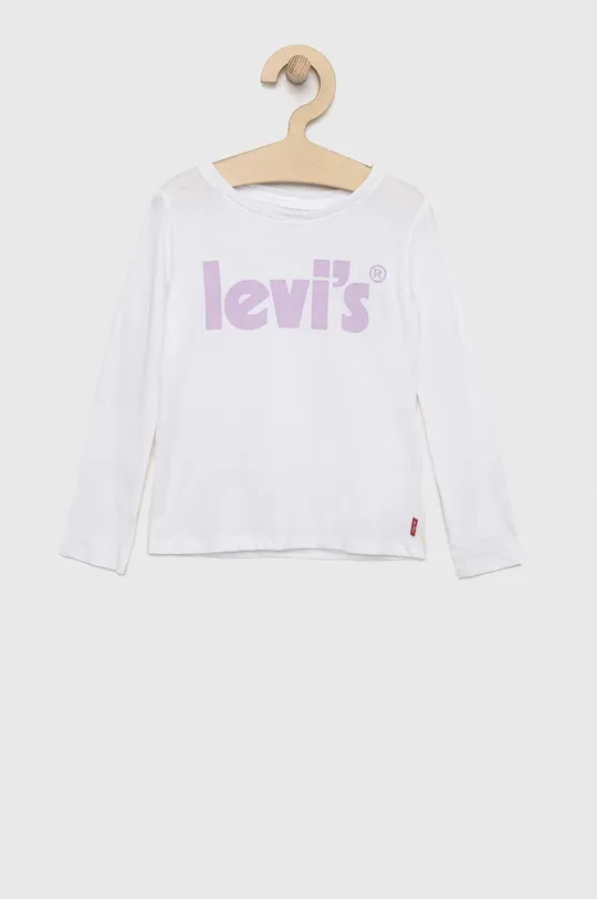 bijela Dječja pamučna majica dugih rukava Levi's Za djevojčice