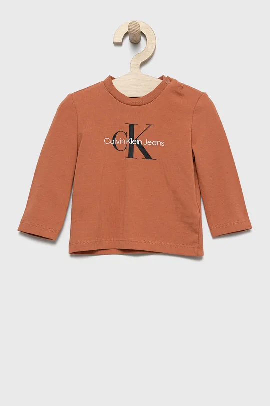 hnedá Detské tričko s dlhým rukávom Calvin Klein Jeans Detský
