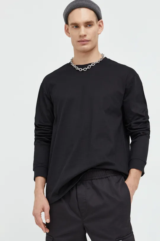 μαύρο Βαμβακερή μπλούζα με μακριά μανίκια Only & Sons Ανδρικά
