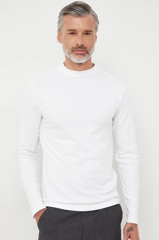 bijela Pamučna majica dugih rukava Calvin Klein Muški