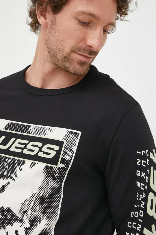 czarny Guess longsleeve bawełniany