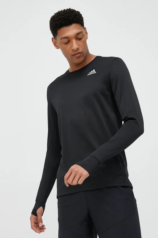 μαύρο Μακρυμάνικο μπλουζάκι για τρέξιμο adidas Performance Own The Run Ανδρικά
