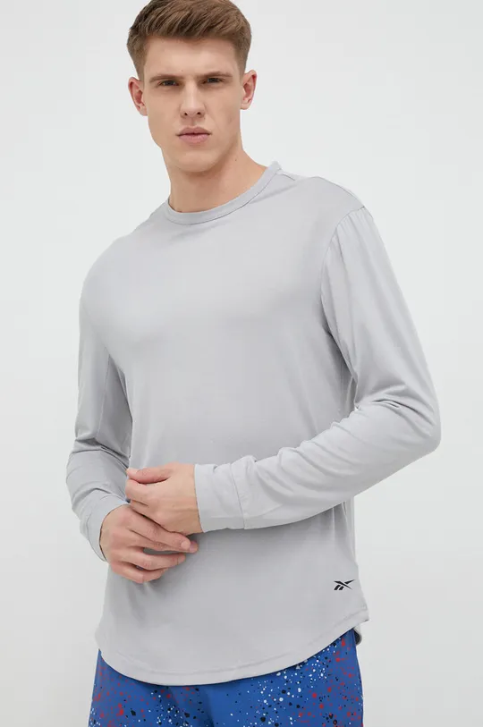 sivá Tréningové tričko s dlhým rukávom Reebok