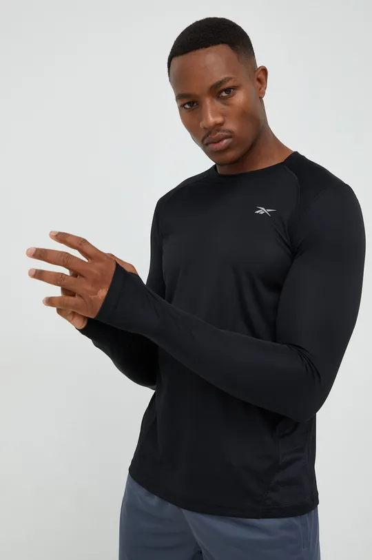 μαύρο Μακρυμάνικο μπλουζάκι για τρέξιμο Reebok Ανδρικά