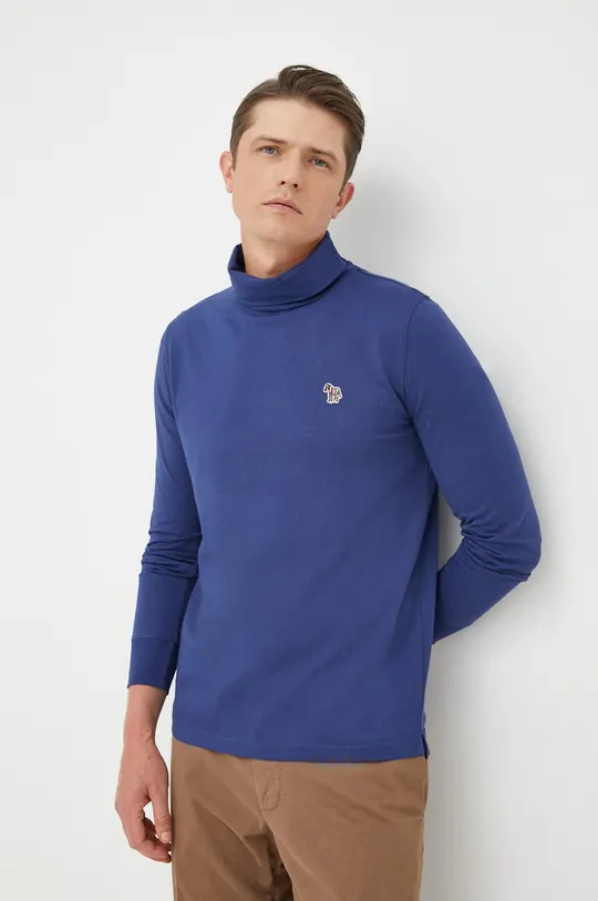Βαμβακερή μπλούζα με μακριά μανίκια PS Paul Smith σκούρο μπλε
