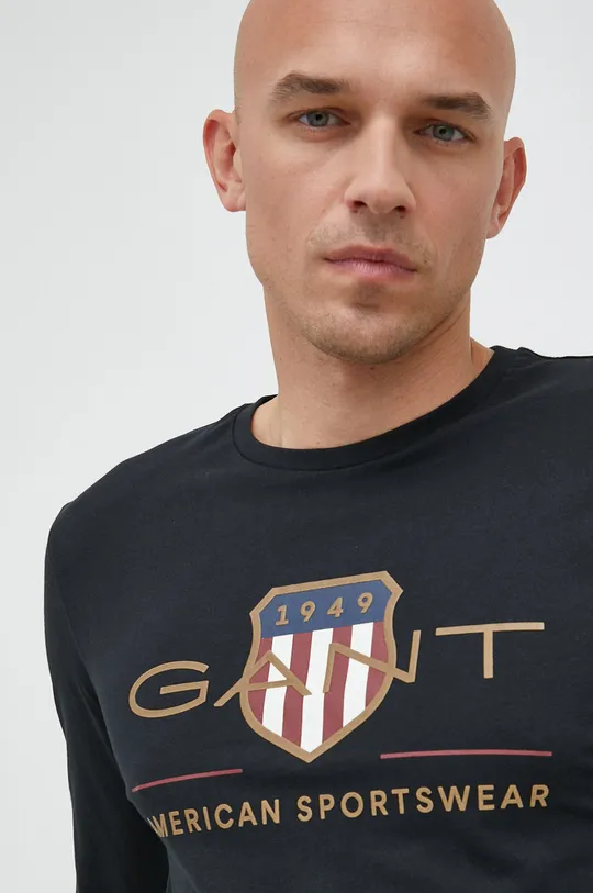 Βαμβακερή μπλούζα με μακριά μανίκια Gant Ανδρικά