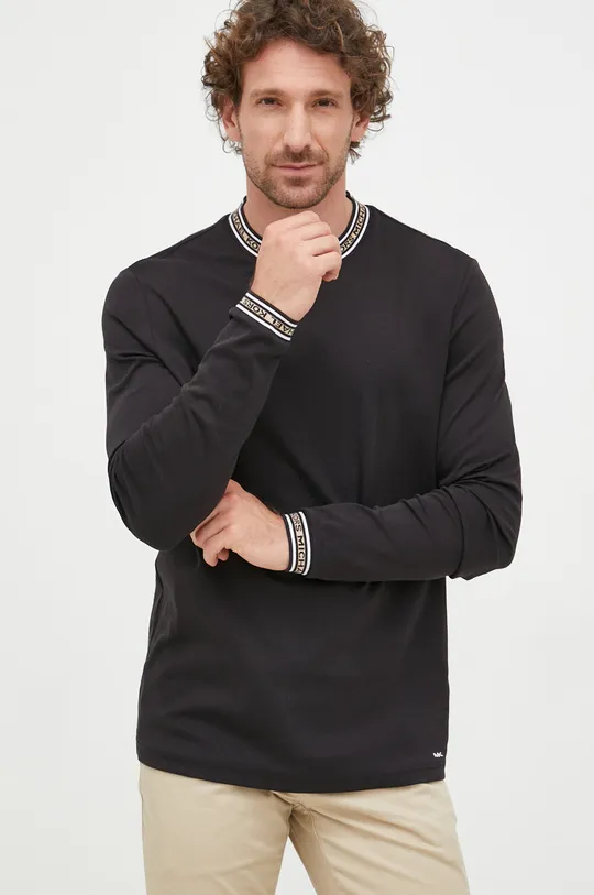 czarny Michael Kors longsleeve bawełniany CU2510B21N Męski