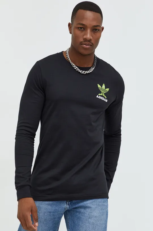 μαύρο Βαμβακερή μπλούζα με μακριά μανίκια adidas Originals