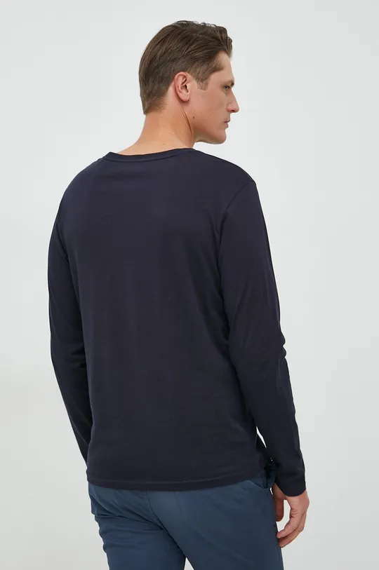 Βαμβακερή μπλούζα με μακριά μανίκια Tommy Hilfiger σκούρο μπλε