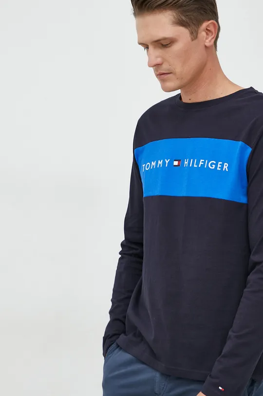 σκούρο μπλε Βαμβακερή μπλούζα με μακριά μανίκια Tommy Hilfiger