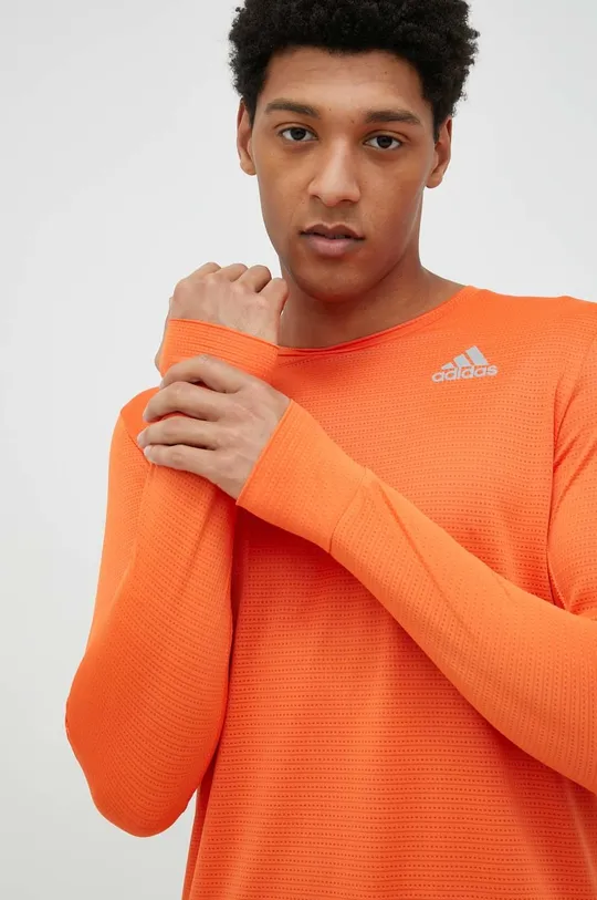 πορτοκαλί Μακρυμάνικο μπλουζάκι για τρέξιμο adidas Performance Own the Run Ανδρικά