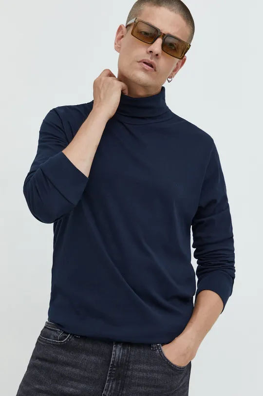 σκούρο μπλε Βαμβακερή μπλούζα με μακριά μανίκια Produkt by Jack & Jones Ανδρικά