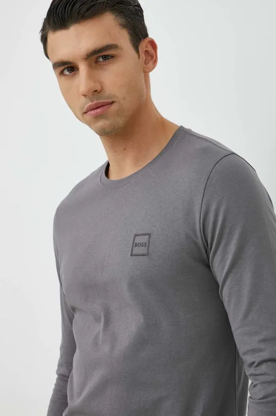 sivá Bavlnené tričko s dlhým rukávom BOSS