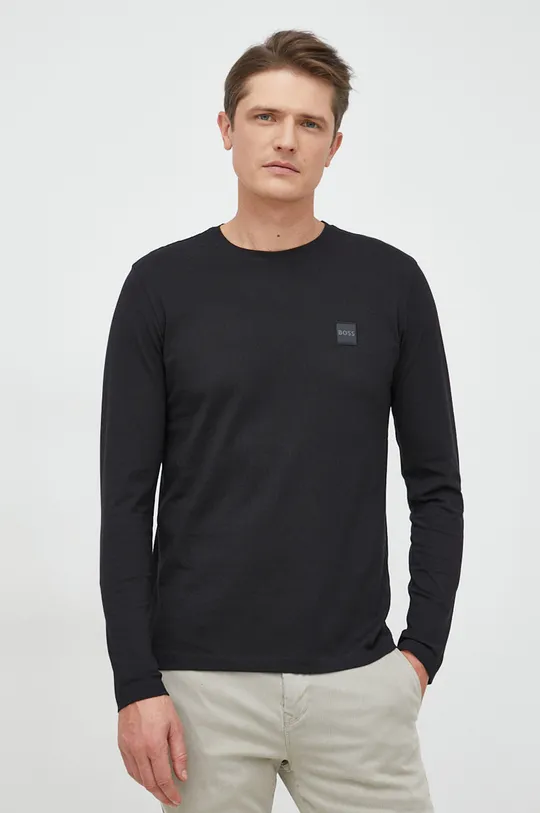 μαύρο Βαμβακερή μπλούζα με μακριά μανίκια BOSS Ανδρικά