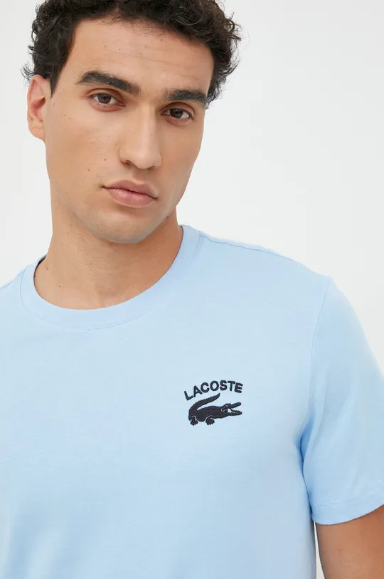 modrá Bavlnené tričko Lacoste
