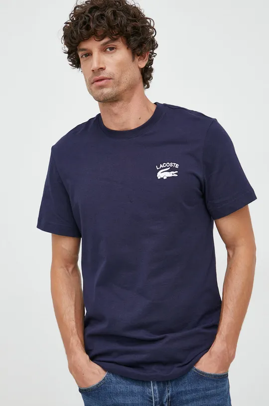 σκούρο μπλε Βαμβακερό μπλουζάκι Lacoste Ανδρικά