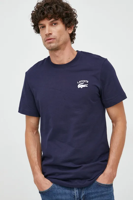 granatowy Lacoste t-shirt bawełniany Męski