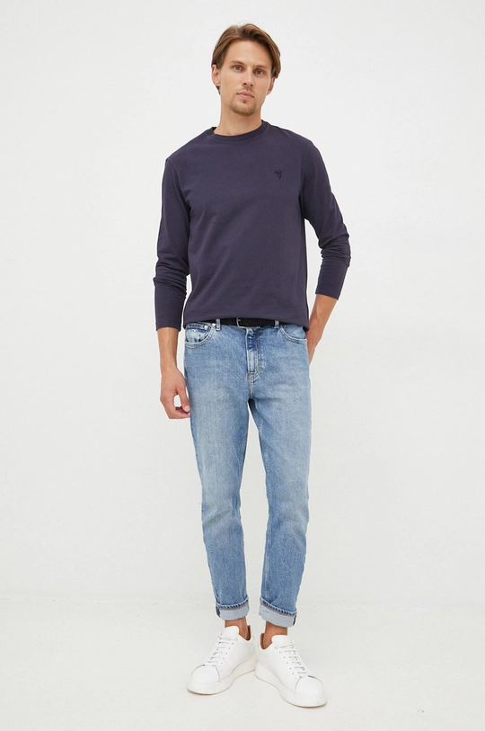 Trussardi longsleeve bawełniany granatowy